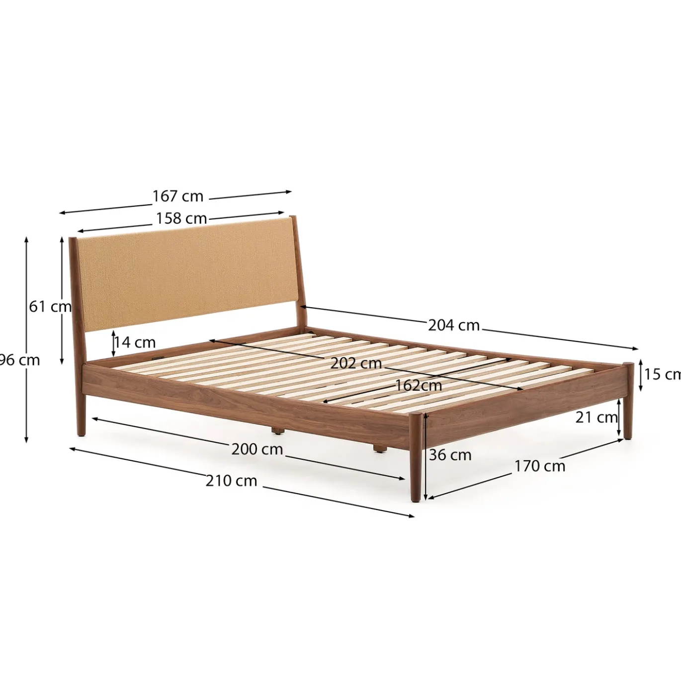 Kave Home Bedframe Elan Notenhout 160x200cm