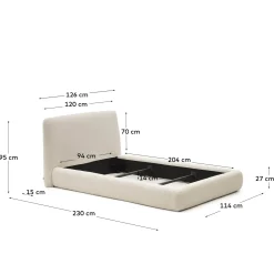 Kave Home Bedframe Martina Off White Bouclé 90x200cm