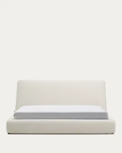 Kave Home Bed Martina met Afneembare Hoes Ecru Chenille voor Matras 180x200cm