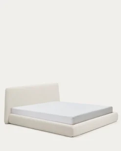 Kave Home Bed Martina met Afneembare Hoes Ecru Chenille voor Matras 180x200cm