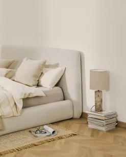 Kave Home Bed Martina met Afneembare Hoes Ecru Chenille voor Matras 160x200cm