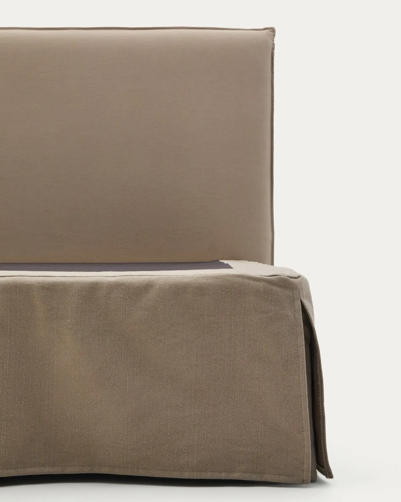 Kave Home Bed met Afneembare Bekleding Jaira Taupe Linnen en Katoen voor Matras 90x200cm