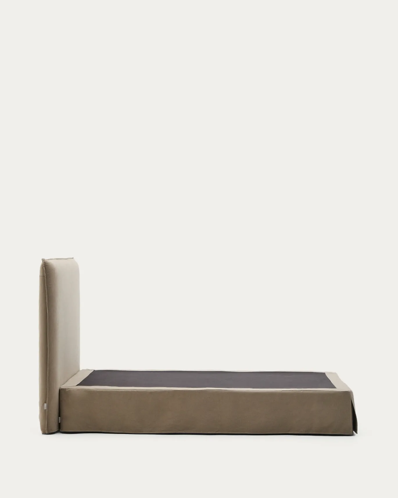 Kave Home Bed met Afneembare Bekleding Jaira Taupe Linnen en Katoen voor Matras 90x200cm