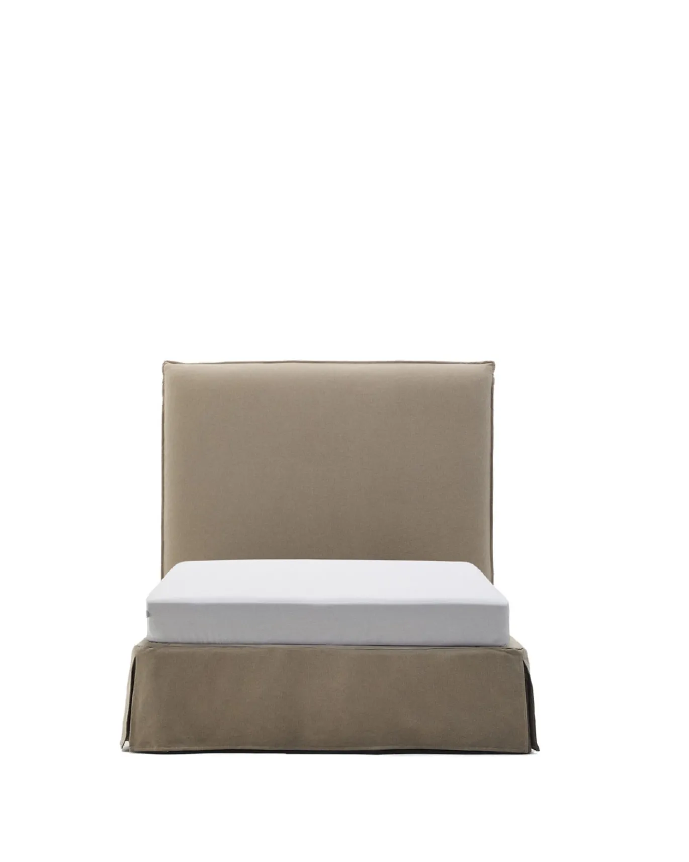 Kave Home Bed met Afneembare Bekleding Jaira Taupe Linnen en Katoen voor Matras 90x200cm