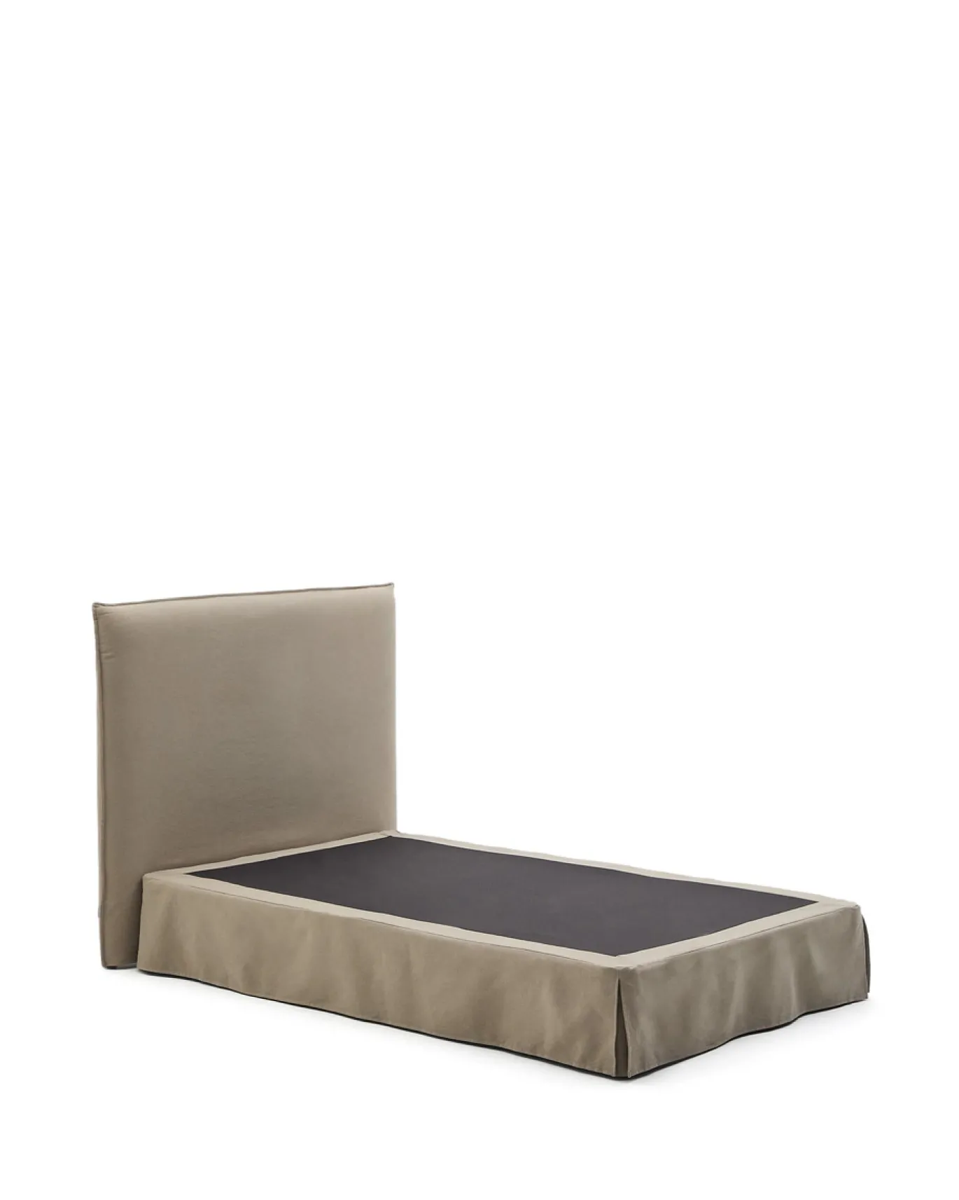 Kave Home Bed met Afneembare Bekleding Jaira Taupe Linnen en Katoen voor Matras 90x200cm