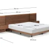 Kave Home Bed Norlen met 2 Nachtkastjes Walnootfineer Bruin en Led-licht voor Matras 180x200cm