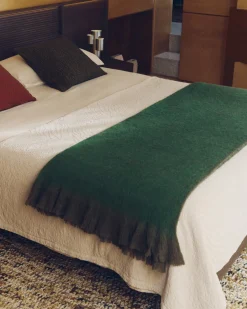 Kave Home Bed Norlen met 2 Nachtkastjes Walnootfineer Bruin en Led-licht voor Matras 160x200cm