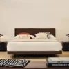 Kave Home Bed Norlen Walnootfineer Bruin en Led-licht voor Matras 180x200cm
