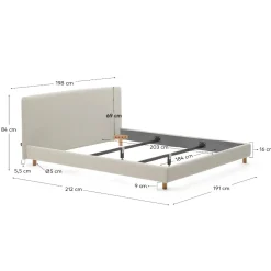Kave Home Bed Valma Chenille Parel 180x200cm