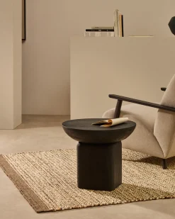 Kave Home Bijzettafel Ambra Acaciahout Zwart Ø50cm