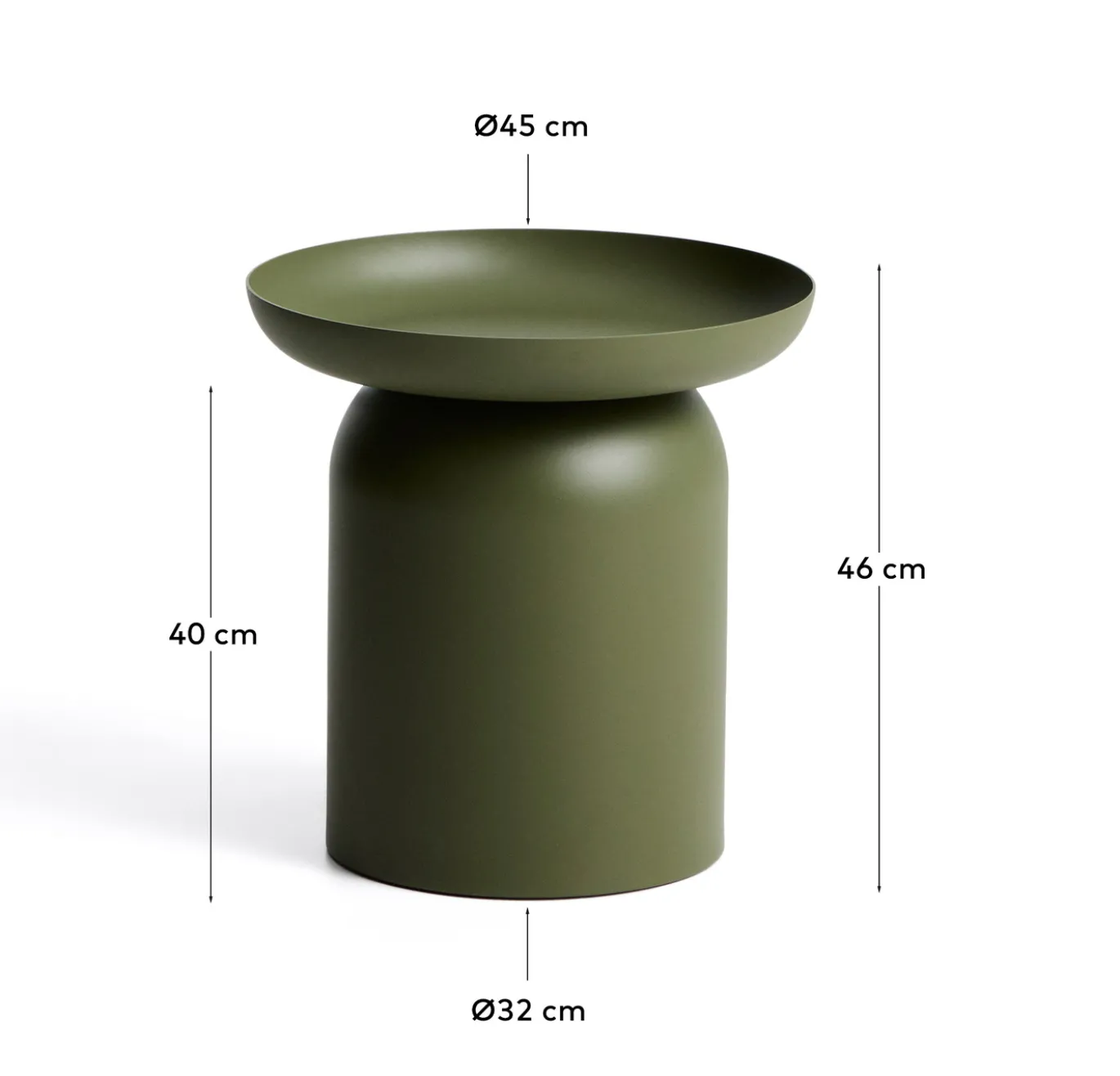 Kave Home Bijzettafel Arcola Aluminium Groen Ø45cm
