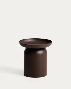 Kave Home Bijzettafel Arcola Aluminium Donkerbruin Ø45cm