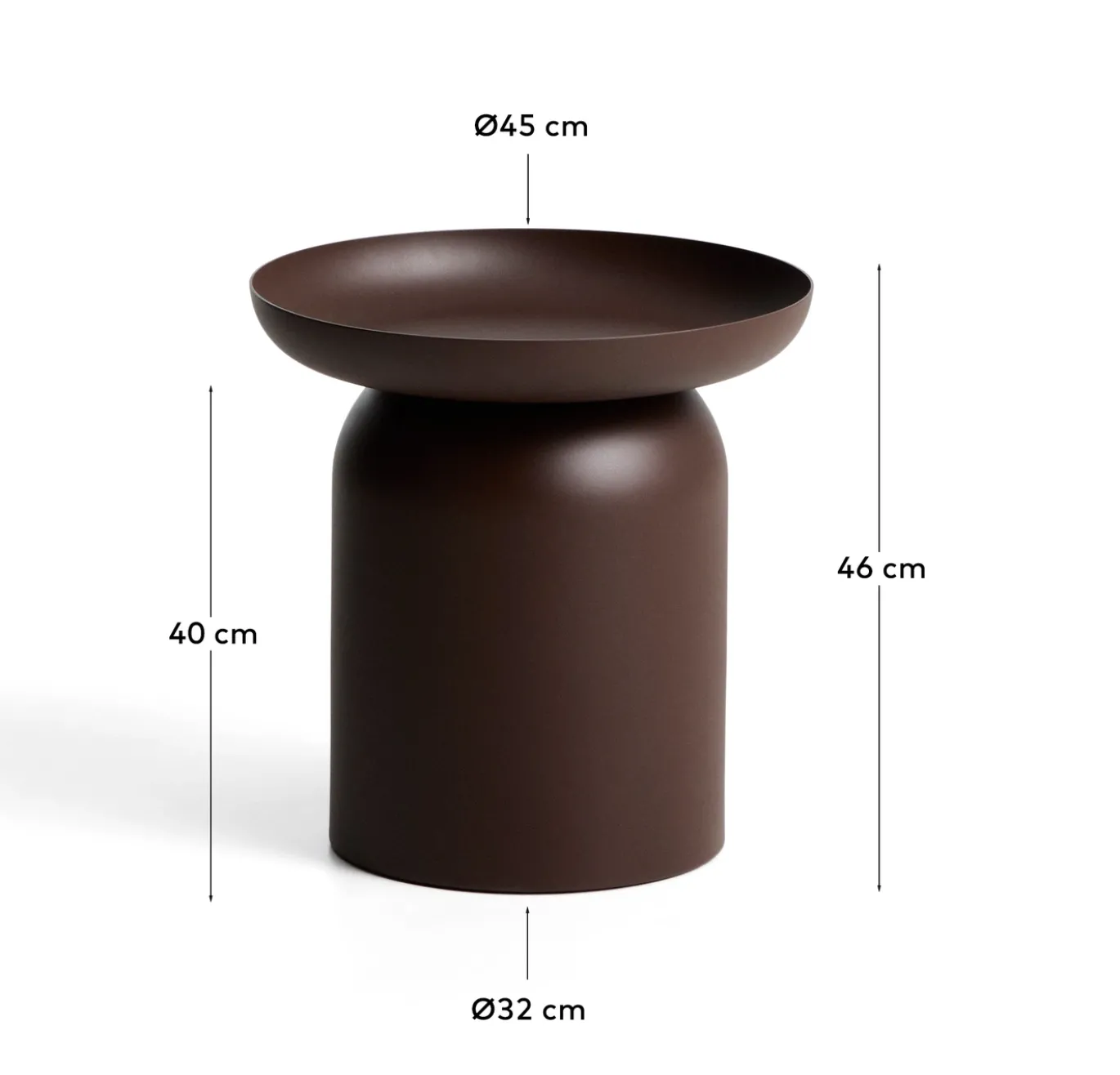 Kave Home Bijzettafel Arcola Aluminium Donkerbruin Ø45cm
