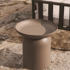 Kave Home Bijzettafel Arcola Aluminium Taupe Ø45cm