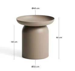 Kave Home Bijzettafel Arcola Aluminium Taupe Ø45cm