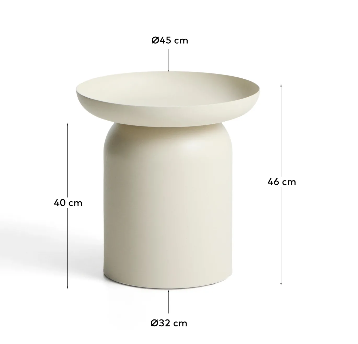 Kave Home Bijzettafel Arcola Aluminium Beige Ø45cm