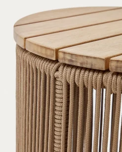 Kave Home Bijzettafel Dandara Staal Beige Touw Ø40cm