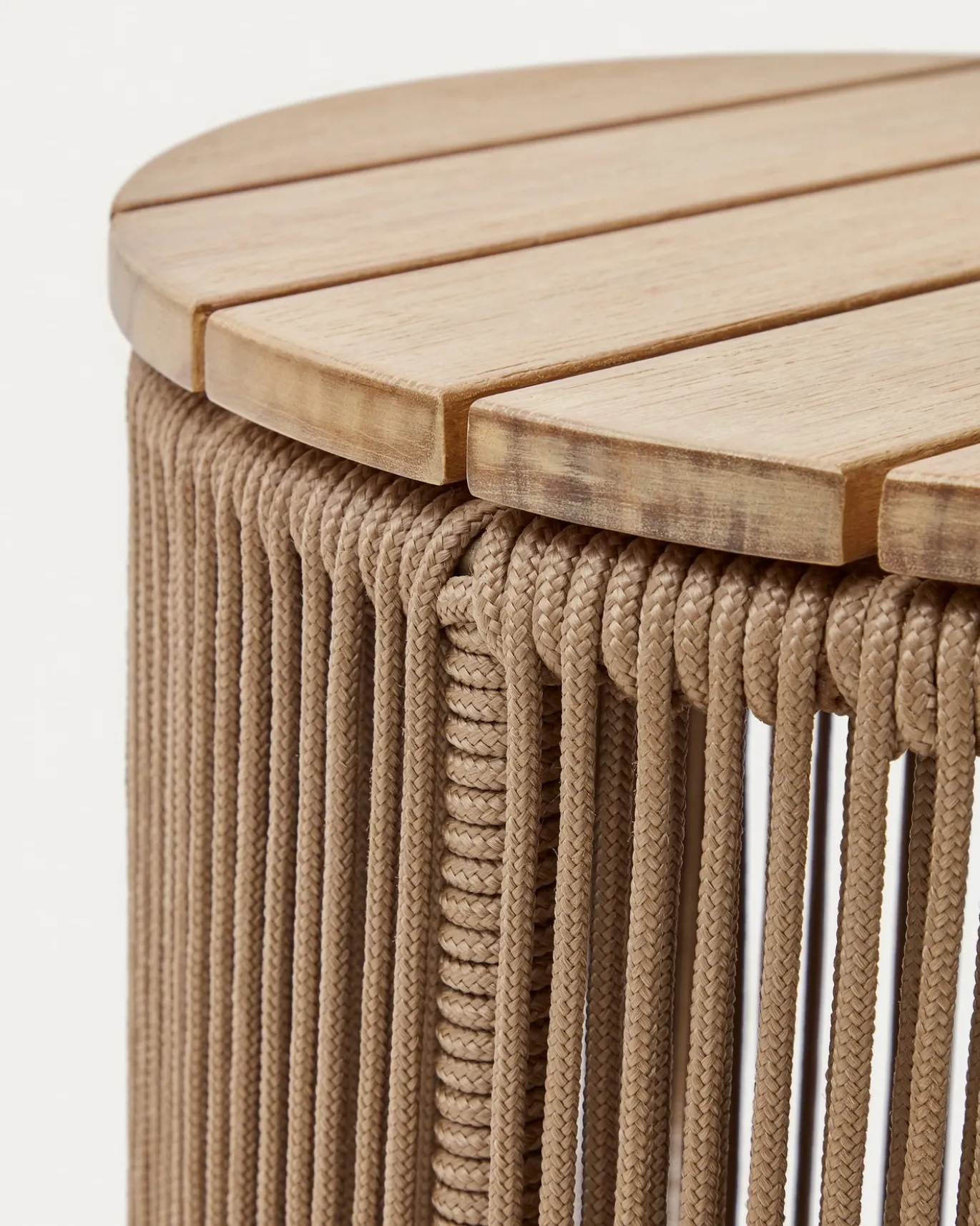 Kave Home Bijzettafel Dandara Staal Beige Touw Ø40cm