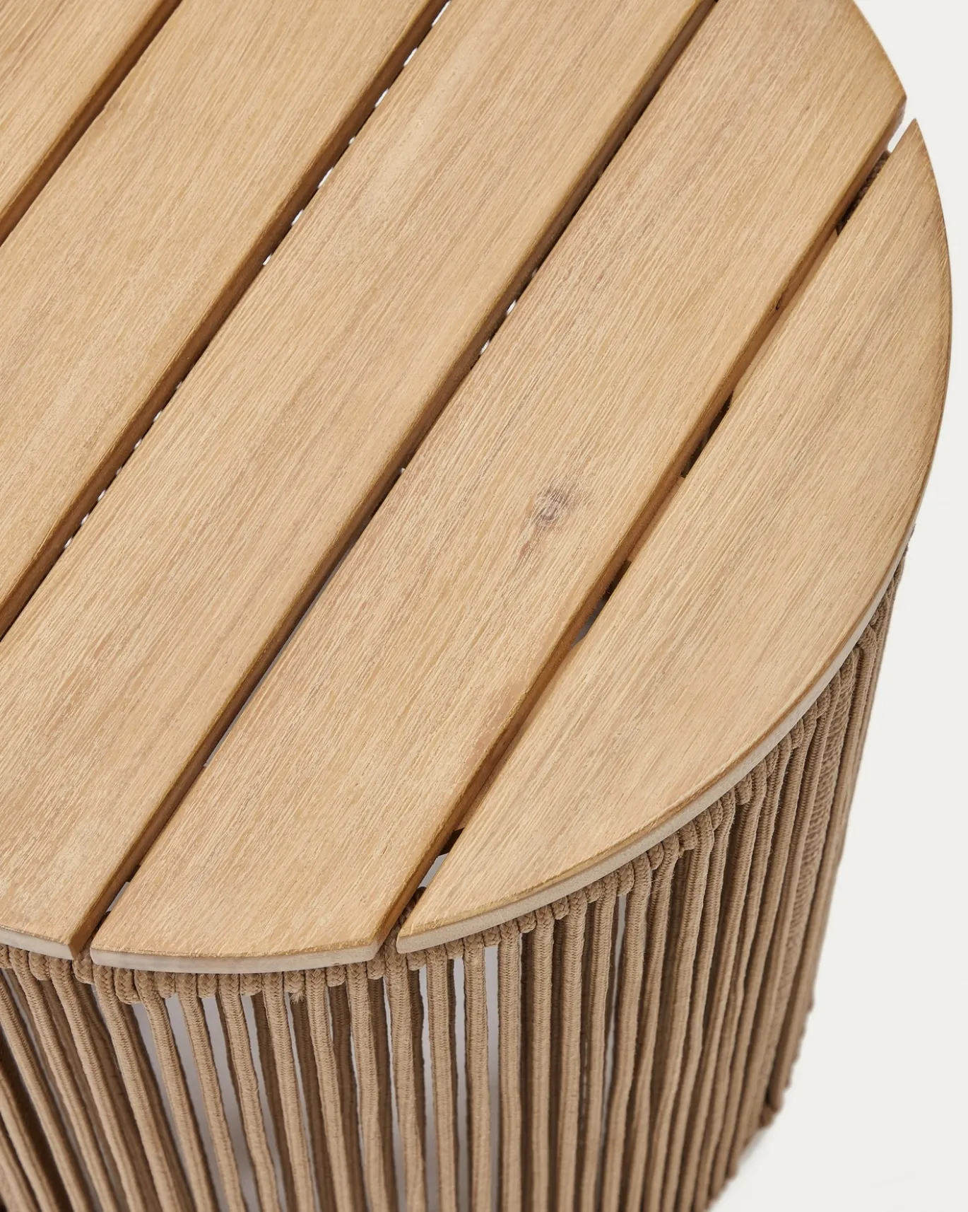 Kave Home Bijzettafel Dandara Staal Beige Touw Ø40cm
