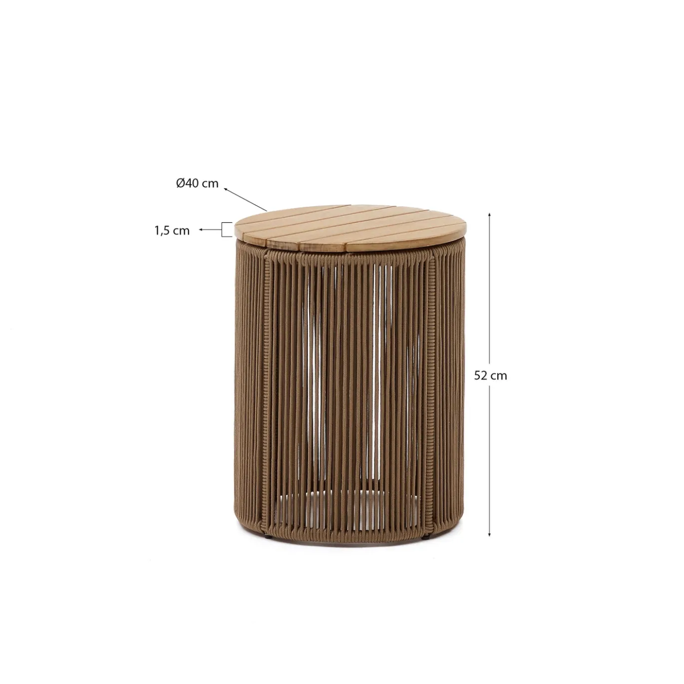 Kave Home Bijzettafel Dandara Staal Beige Touw Ø40cm