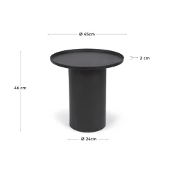 Kave Home Bijzettafel Fleksa Rond Zwart Metaal Ø45cm
