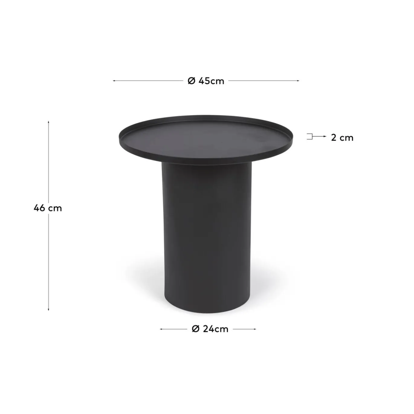 Kave Home Bijzettafel Fleksa Rond Zwart Metaal Ø45cm