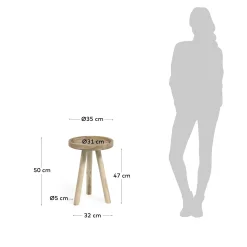 Kave Home Bijzettafel Glenda Massief Teakhout Ø35cm