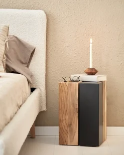 Kave Home Bijzettafel Kwango Massief Teakhout en Metaal 29x29cm