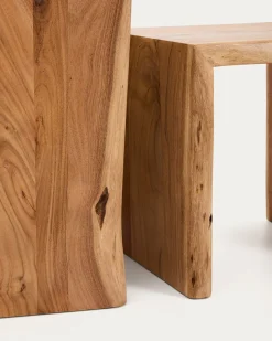 Kave Home Bijzettafel Lomiri Set Van 2 Acaciahout Naturel 50x42cm/34x42cm