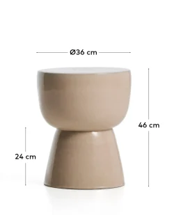 Kave Home Bijzettafel Mesquida Outdoor Keramiek Beige Ø35cm