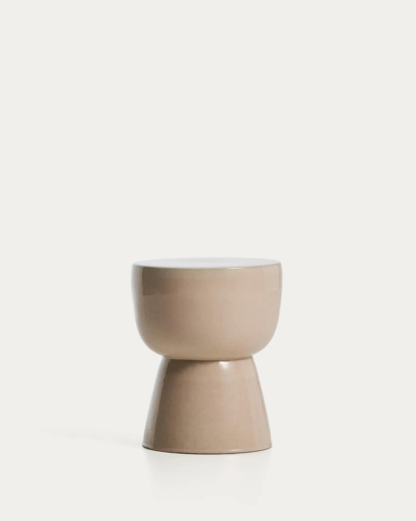Kave Home Bijzettafel Mesquida Outdoor Keramiek Beige Ø35cm