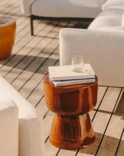 Kave Home Bijzettafel Mesquida Outdoor Keramiek Terracotta Ø35cm