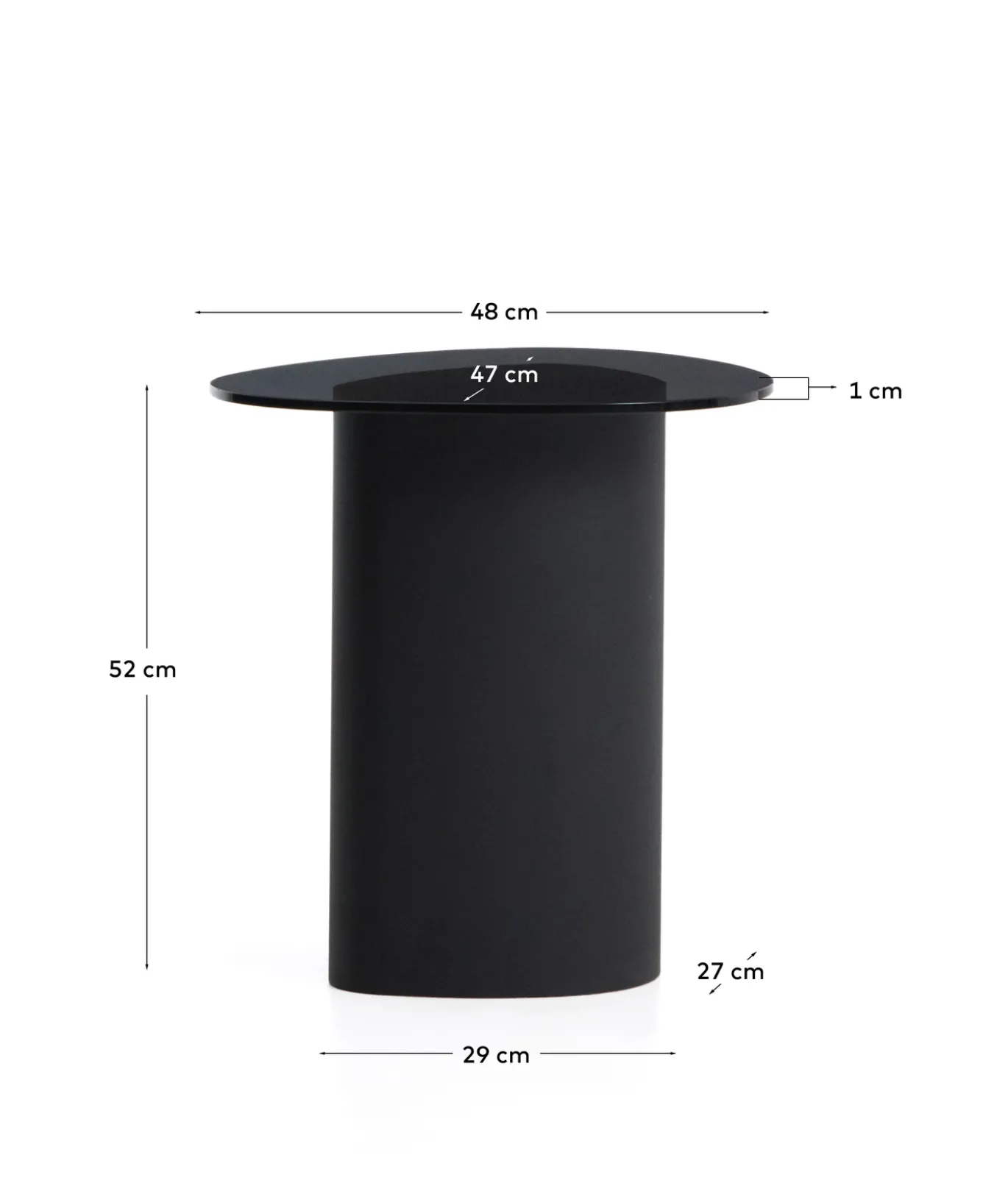Kave Home Bijzettafel Olir Glas Metaal Zwart 48cm