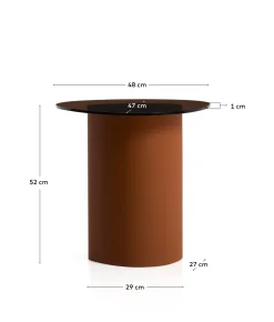 Kave Home Bijzettafel Olir Glas Metaal Bruin 48cm