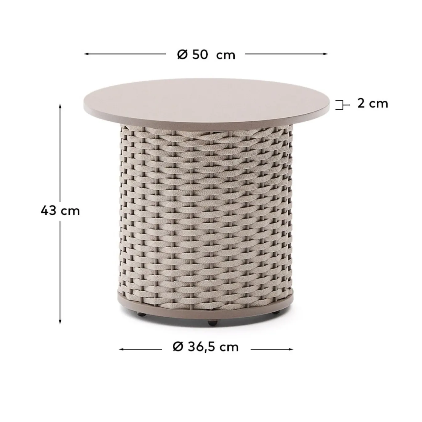 Kave Home Bijzettafel Sedalis Outdoor Taupe Ø50cm