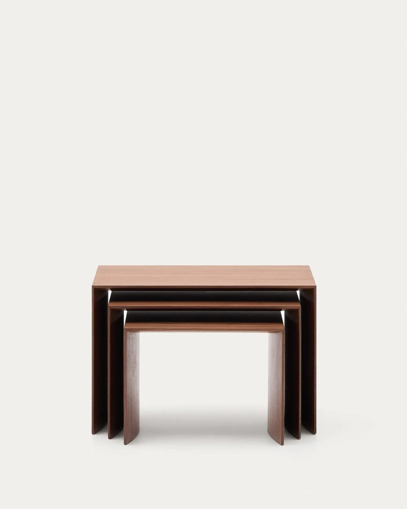 Kave Home Bijzettafels Litto Set Van 3 Walnootfineer 60x40/51x36/42x31cm