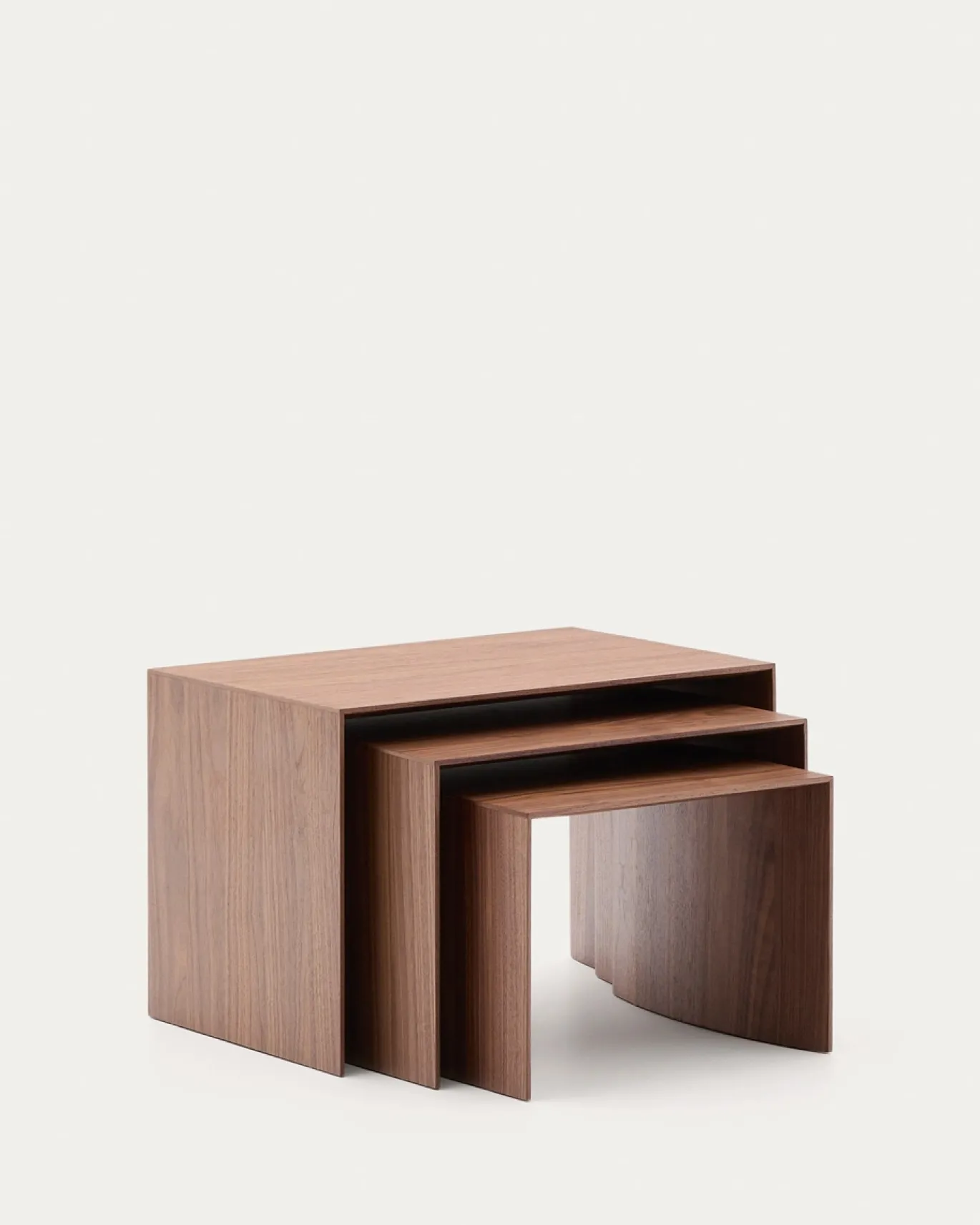 Kave Home Bijzettafels Litto Set Van 3 Walnootfineer 60x40/51x36/42x31cm