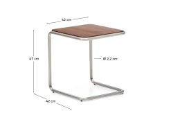 Kave Home Bijzettafel Tarsel Walnootfineer met RVS Frame 42x47cm