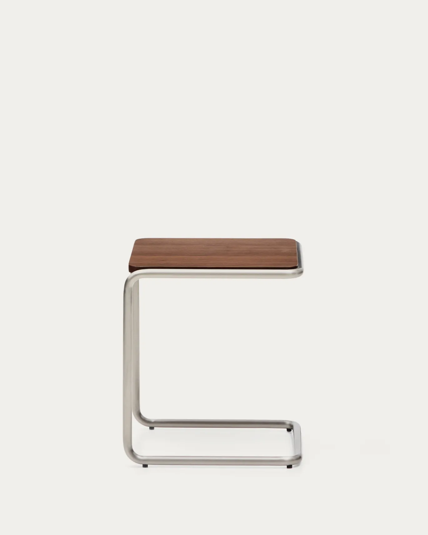 Kave Home Bijzettafel Tarsel Walnootfineer met RVS Frame 42x47cm
