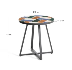 Kave Home Bijzettafel Tella Outdoor Staal Tegels Meerkleurig Ø90cm
