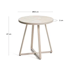 Kave Home Bijzettafel Tella Outdoor Staal Tegels Beige Ø90cm