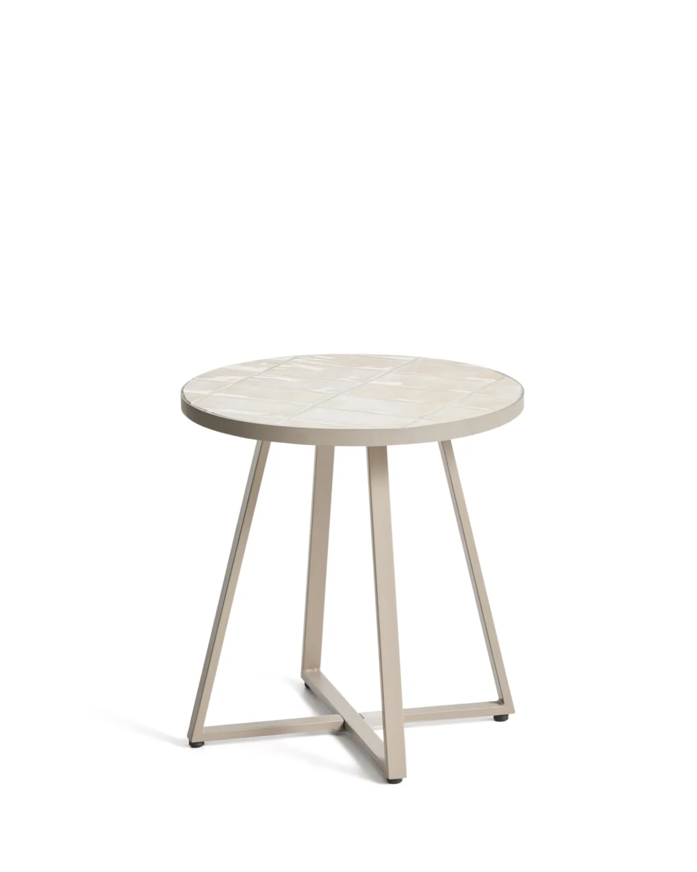 Kave Home Bijzettafel Tella Outdoor Staal Tegels Beige Ø90cm