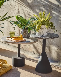 Kave Home Bijzettafeltje Delano Zwart Terrazzo Ø40cm
