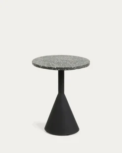 Kave Home Bijzettafeltje Delano Zwart Terrazzo Ø40cm