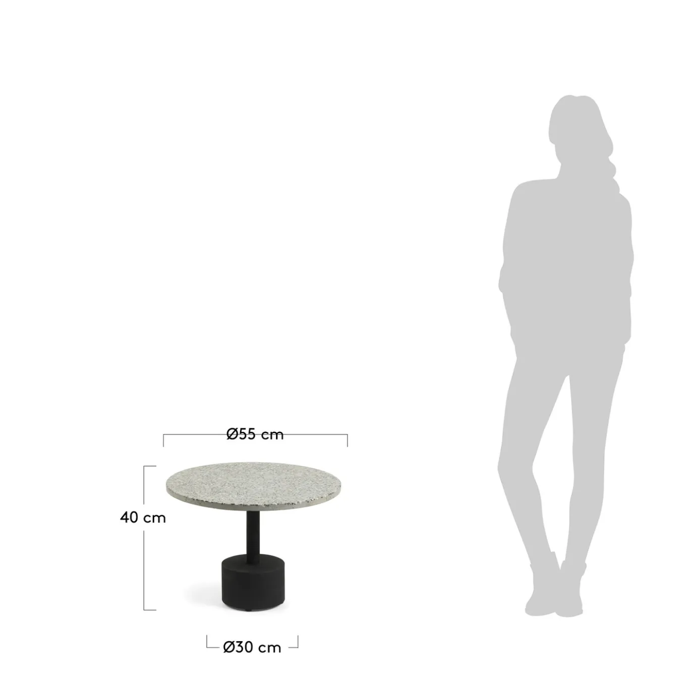 Kave Home Bijzettafeltje Delano Grijs Terrazzo Ø55cm