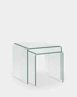 Kave Home Bijzettafeltjes Burano Set 2 Glas