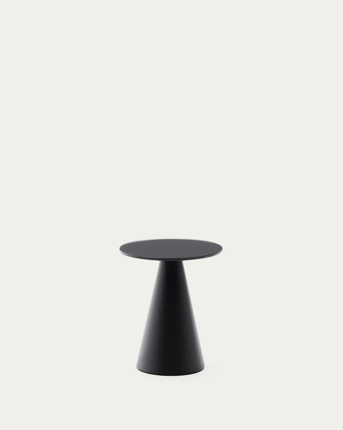 Kave Home Bijzettafel Wilshire Mat Gehard Glas en Mat Zwart Gelakt Staal Ø35cm