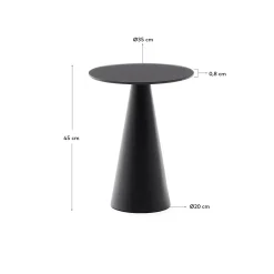 Kave Home Bijzettafel Wilshire Mat Gehard Glas en Mat Zwart Gelakt Staal Ø35cm