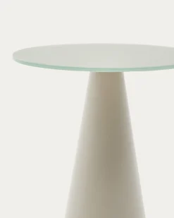 Kave Home Bijzettafel Wilshire Mat Gehard Glas en Mat Grijs Gelakt Staal Ø35cm