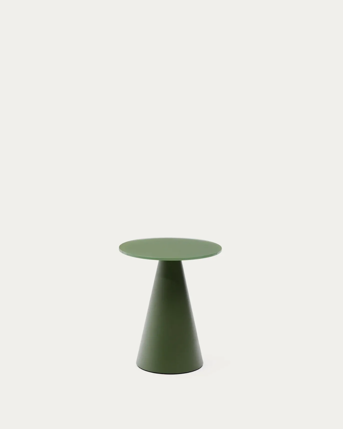 Kave Home Bijzettafel Wilshire Gehard Glas En Groen Gelakt Staal Ø35cm